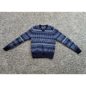 American Eagle Outfitters navy blue patterned V-neck sweater Size Medium